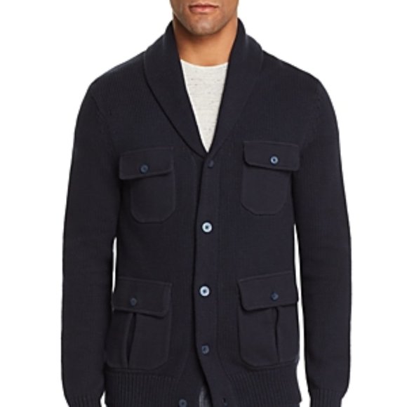 Michael Kors Cotton-Blend Pocket Cardigan Blue